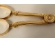 Pair of solid gold scissors 18 carat shell flowers PB 12.71gr 18th century