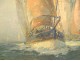 HST marine painting Robert Laroche departure tuna boats Brittany 20th century boats