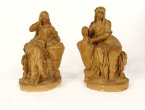 Pair of plaster sculptures after. Clodion Weeping women Rome Louvre 19th century