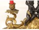 Inkwell Louis XV bronze candlesticks 2 putti head rockery character 40cm 18th