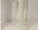 Pair of white opaline pineapple holder Napoleon III crystal pendants nineteenth