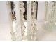 Pair of white opaline pineapple holder Napoleon III crystal pendants nineteenth