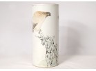 Chinese porcelain roll vase bird dog tree poem Guangxu nineteenth