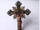 Small crucifix Christ cross enameled bronze turquoises Austria Vienna XIXth