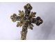 Small crucifix Christ cross enameled bronze turquoises Austria Vienna XIXth