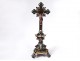 Small crucifix Christ cross enameled bronze turquoises Austria Vienna XIXth