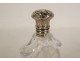 Solid silver cut crystal salt bottle boar head flowers 19th century