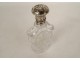 Solid silver cut crystal salt bottle boar head flowers 19th century