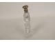 Solid silver cut crystal salt bottle boar head flowers 19th century