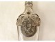 Solid silver cut crystal salt bottle boar head flowers 19th century