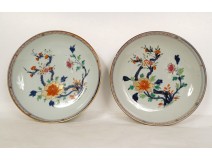 Pair of Chinese Imari porcelain hollow dishes peony flowers Qianlong 18th century