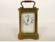 Gilt bronze travel clock in 19th century leather box