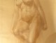 Large charcoal drawing portrait study of nude woman model by Vliegher 1925 20th century