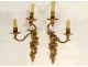 Pair of wall lights with 2 light arms Regency gilded bronze putti cherubs 18th century