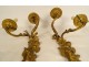 Pair of wall lights with 2 light arms Regency gilded bronze putti cherubs 18th century