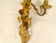 Pair of wall lights with 2 light arms Regency gilded bronze putti cherubs 18th century