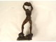 Bronze sculpture man with snake rock Art Deco 20th century