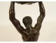 Bronze sculpture man with snake rock Art Deco 20th century