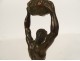 Bronze sculpture man with snake rock Art Deco 20th century