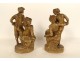 Pair of Clodion terracotta sculptures satyrs fauns bacchante nymphs 19th century