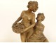 Pair of Clodion terracotta sculptures satyrs fauns bacchante nymphs 19th century