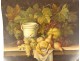 HSC painting still life fruit orange bunches grapes pear vine 19th century