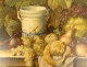 HSC painting still life fruit orange bunches grapes pear vine 19th century