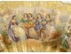 Fan characters gallant scene landscape flowers birds gilding 19th century