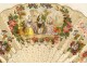 Fan characters gallant scene landscape flowers birds gilding 19th century