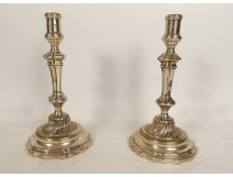 Pair of Regency silver-plated bronze candlesticks 18th century