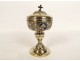 Small ciborium silver vermeil enamels Vieillard Paris flowers lilies cross 19th century