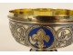 Small ciborium silver vermeil enamels Vieillard Paris flowers lilies cross 19th century