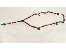 Rosary beads agate silver cross Christ medals Virgin rosary 19th century