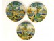 3 Italian majolica plates Cantagalli Florence cherubs landscape 19th century