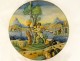 3 Italian majolica plates Cantagalli Florence cherubs landscape 19th century