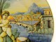 3 Italian majolica plates Cantagalli Florence cherubs landscape 19th century