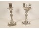 Pair of 2-light Louis XIV candelabras in silver-plated metal from Christofle Dupérier, 20th century