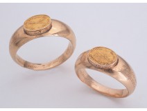 2 rings loyalty rings royal cause Viscount Hardouineau 18K gold 1815