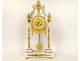 Louis XVI portico clock white marble gilded bronze flower vase 18th century