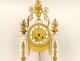 Louis XVI portico clock white marble gilded bronze flower vase 18th century