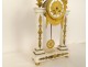 Louis XVI portico clock white marble gilded bronze flower vase 18th century