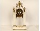 Louis XVI portico clock white marble gilded bronze flower vase 18th century