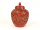 Small Chinese covered pot cinnabar lacquer China flowers early 20th century