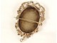 Miniature brooch silver enamel fine pearls portrait young woman knot 19th century