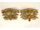 Pair of small wall consoles in carved shell wood, 19th century