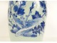 Porcelain baluster vase China White-Blue green celadon bird peonies 20th century