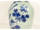 Porcelain baluster vase China White-Blue green celadon bird peonies 20th century