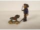 Small polychrome Vienna bronze sculpture of a child with a toy horse, 19th century