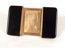 Small travel photo frame in gold metal with black lacquer ST Dupont Paris 20th century