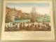 Watercolored optical view of the Port of Marseille, people, boat, Leizelt, 1778